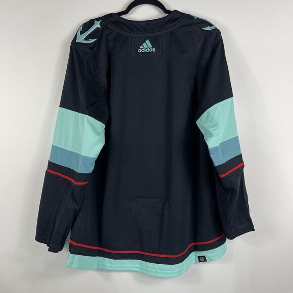 Adidas Authentic Seattle Kraken NHL Jersey Black Blue Back Size 50 New With Tags - Picture 2 of 8